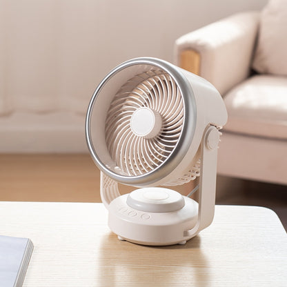 Air Circulation Fan Automatic Oscillating Head Desktop Fan With LED Light(White) by buy2fix