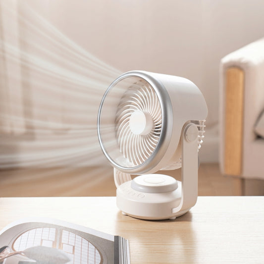 Air Circulation Fan Automatic Oscillating Head Desktop Fan With LED Light(White) by buy2fix