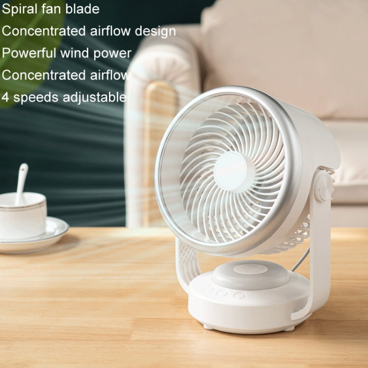 Air Circulation Fan Automatic Oscillating Head Desktop Fan With LED Light(White) by buy2fix