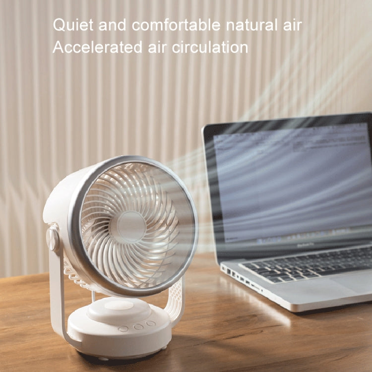 Air Circulation Fan Automatic Oscillating Head Desktop Fan With LED Light(White) by buy2fix