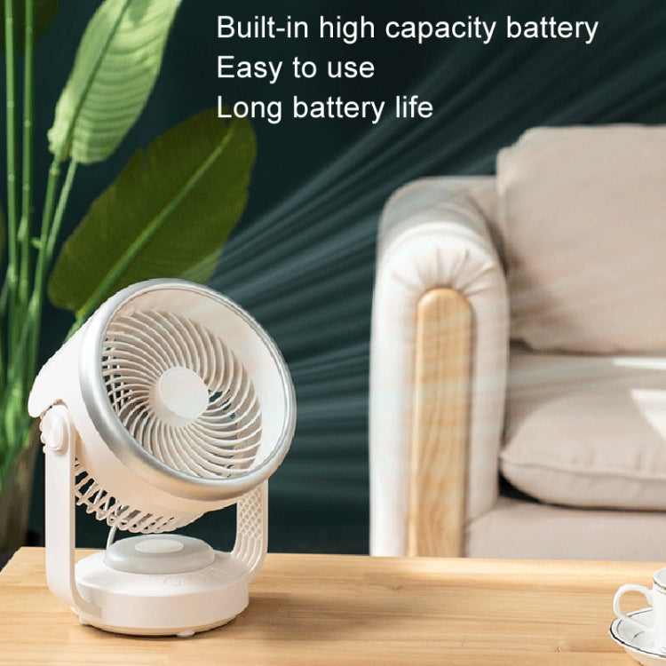 Air Circulation Fan Automatic Oscillating Head Desktop Fan With LED Light(White) by buy2fix