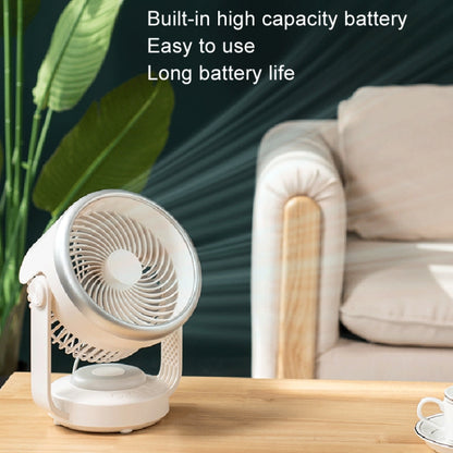 Air Circulation Fan Automatic Oscillating Head Desktop Fan With LED Light(White) by buy2fix