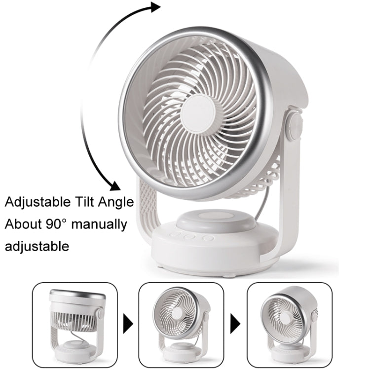 Air Circulation Fan Automatic Oscillating Head Desktop Fan With LED Light(White) by buy2fix