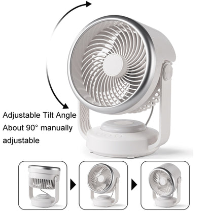 Air Circulation Fan Automatic Oscillating Head Desktop Fan With LED Light(White) by buy2fix