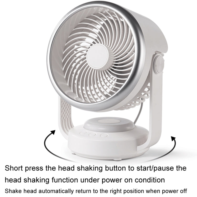 Air Circulation Fan Automatic Oscillating Head Desktop Fan With LED Light(White) by buy2fix