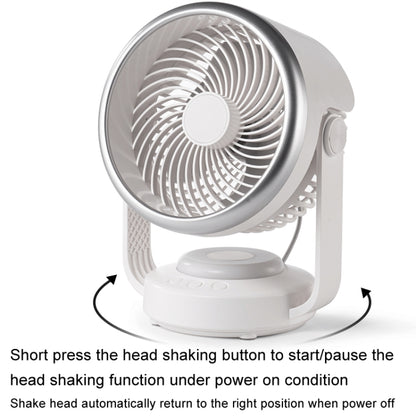 Air Circulation Fan Automatic Oscillating Head Desktop Fan With LED Light(White) by buy2fix