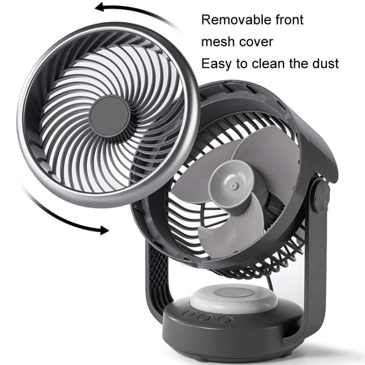 Air Circulation Fan Automatic Oscillating Head Desktop Fan With LED Light(White) by buy2fix