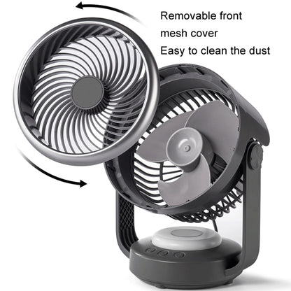 Air Circulation Fan Automatic Oscillating Head Desktop Fan With LED Light(White) by buy2fix