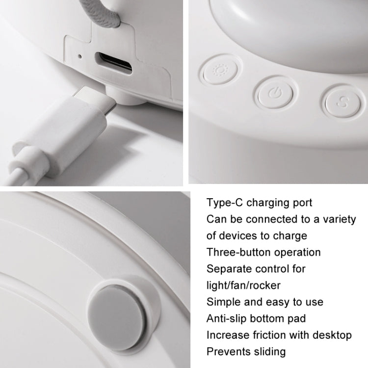 Air Circulation Fan Automatic Oscillating Head Desktop Fan With LED Light(White) by buy2fix