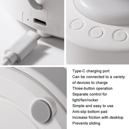 Air Circulation Fan Automatic Oscillating Head Desktop Fan With LED Light(White) by buy2fix