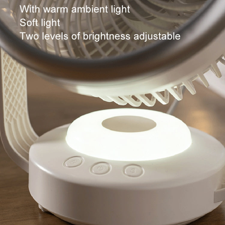 Air Circulation Fan Automatic Oscillating Head Desktop Fan With LED Light(White) by buy2fix