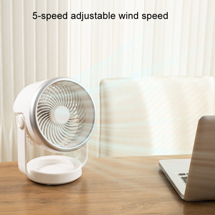 Air Circulating Fan USB Charging Desktop Quiet Fan(White) by buy2fix