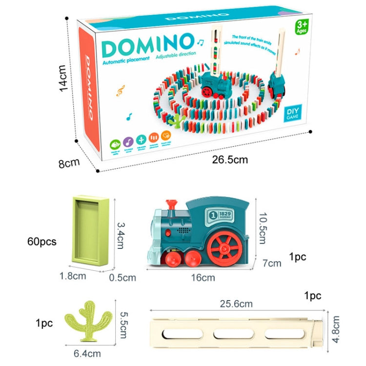 Children Dominoes Toy Train Electrical Music Light Train Automatic Casting Tokens Toy(Blue) by buy2fix