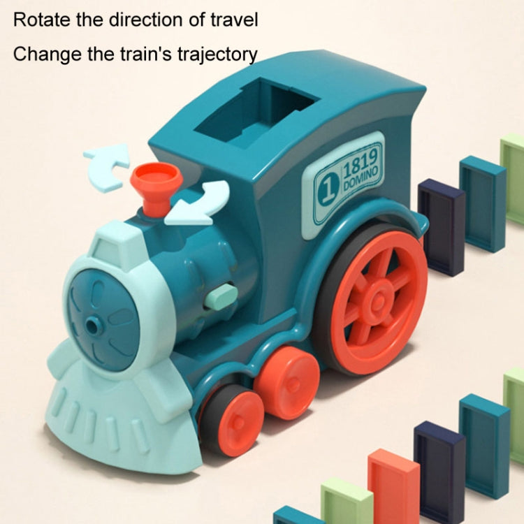 Children Dominoes Toy Train Electrical Music Light Train Automatic Casting Tokens Toy(Blue) by buy2fix