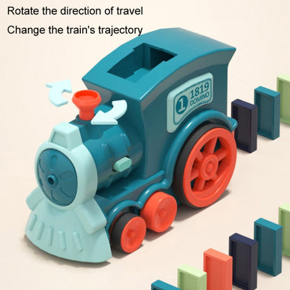 Children Dominoes Toy Train Electrical Music Light Train Automatic Casting Tokens Toy(Blue) by buy2fix