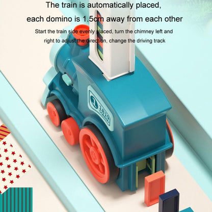 Children Dominoes Toy Train Electrical Music Light Train Automatic Casting Tokens Toy(Blue) by buy2fix