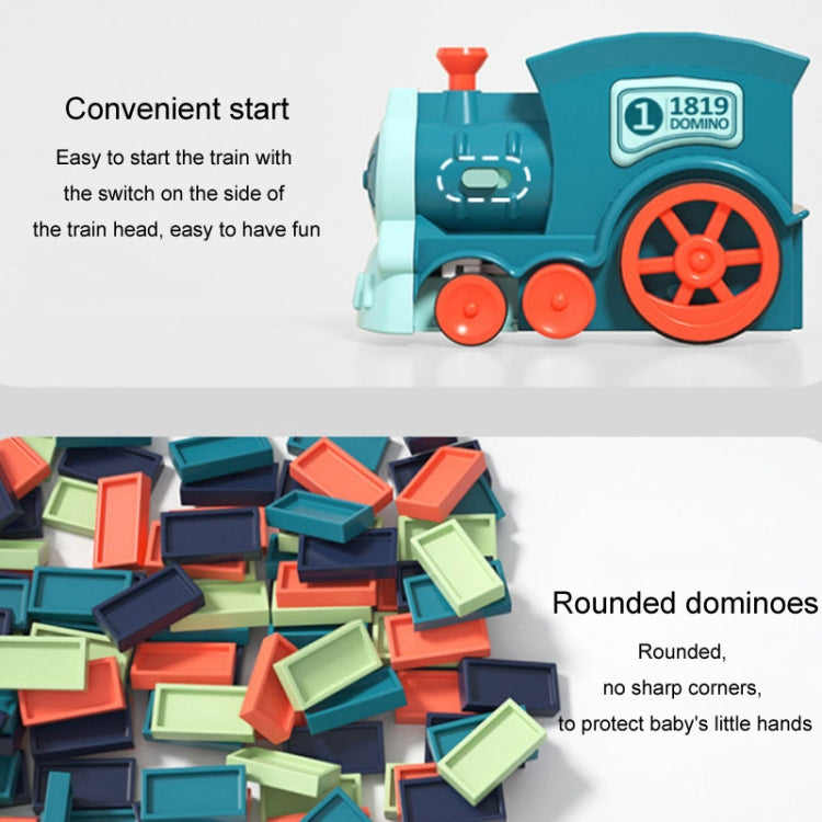 Children Dominoes Toy Train Electrical Music Light Train Automatic Casting Tokens Toy(Blue) by buy2fix