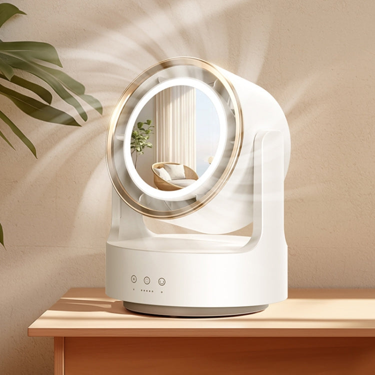 3 In 1 Multifunctional Desktop Fan with LED Light Cosmetic Mirror USB Plug Non-Oscillating by buy2fix