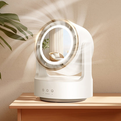3 In 1 Multifunctional Desktop Fan with LED Light Cosmetic Mirror USB Plug Non-Oscillating by buy2fix
