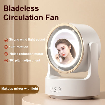 3 In 1 Multifunctional Desktop Fan with LED Light Cosmetic Mirror USB Plug Non-Oscillating by buy2fix
