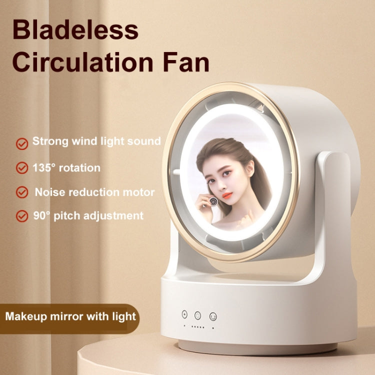 3 In 1 Multifunctional Desktop Fan with LED Light Cosmetic Mirror Rechargeable Oscillating by buy2fix