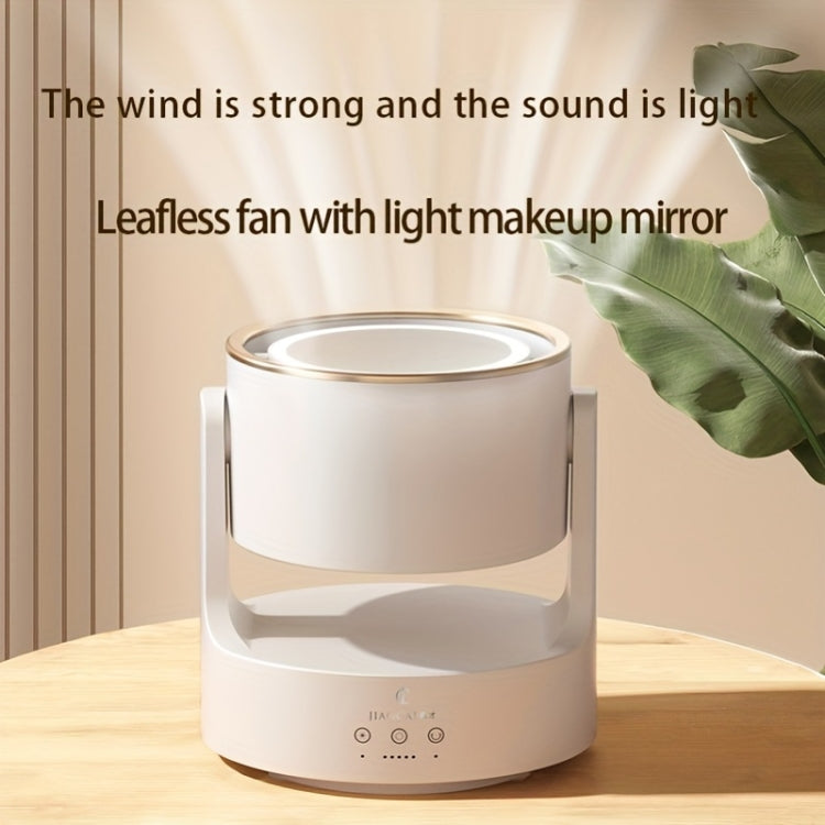 3 In 1 Multifunctional Desktop Fan with LED Light Cosmetic Mirror USB Plug Non-Oscillating by buy2fix
