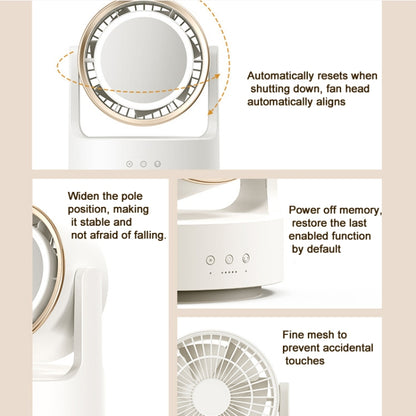 3 In 1 Multifunctional Desktop Fan with LED Light Cosmetic Mirror USB Plug Non-Oscillating by buy2fix