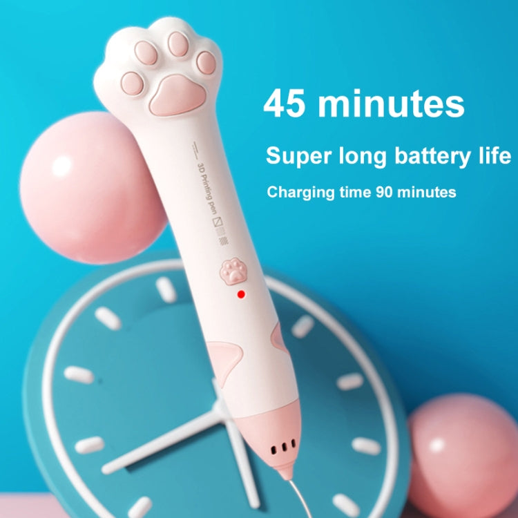 Cat Claw USB Charging Low Temperature 3D Printing Pen Children DIY Graffiti 3D Painting Pen(Mint Green) by buy2fix