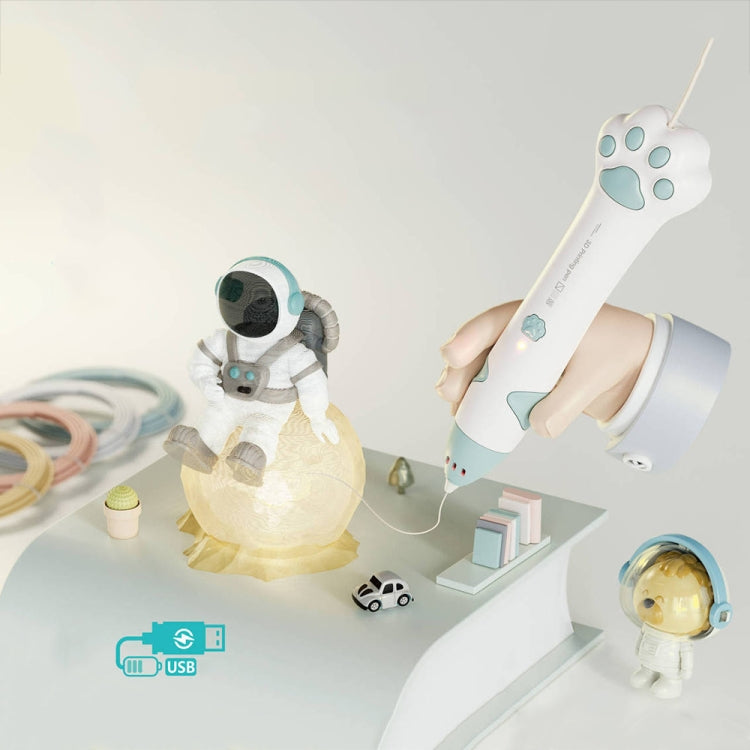 Cat Claw USB Charging Low Temperature 3D Printing Pen Children DIY Graffiti 3D Painting Pen(Mint Green) by buy2fix