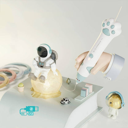 Cat Claw USB Charging Low Temperature 3D Printing Pen Children DIY Graffiti 3D Painting Pen(Mint Green) by buy2fix