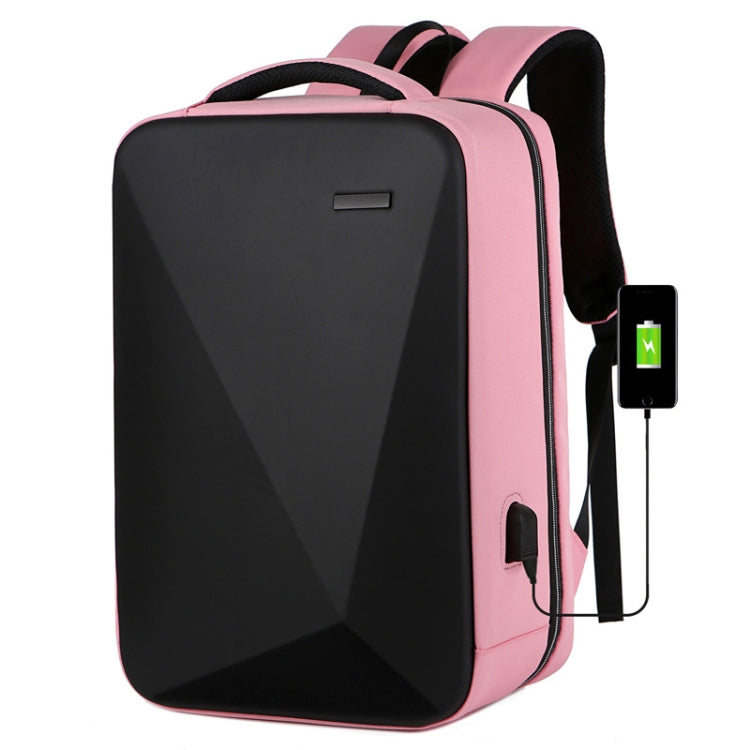 16 inch Large Capacity Password Lock Anti-Theft Laptop Backpack With USB Port(Pink) by buy2fix
