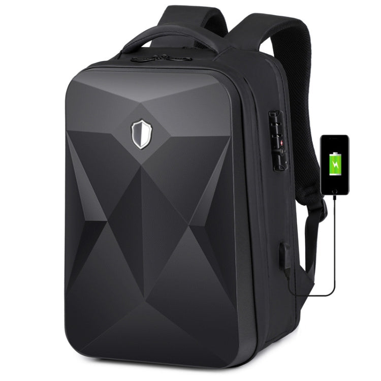 17 inch Password Lock Large Capacity Waterproof Laptop Backpack with USB Port(Black) by buy2fix