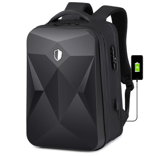 17 inch Password Lock Large Capacity Waterproof Laptop Backpack with USB Port(Black) by buy2fix