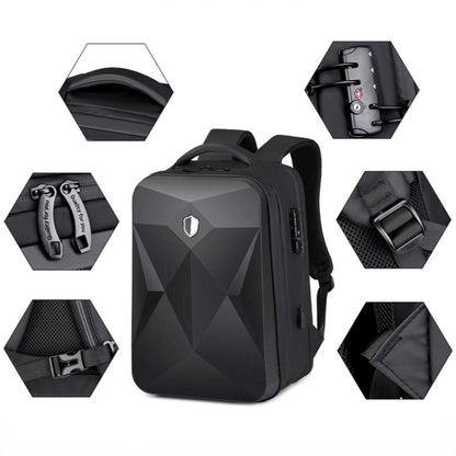 17 inch Password Lock Large Capacity Waterproof Laptop Backpack with USB Port(Black) by buy2fix