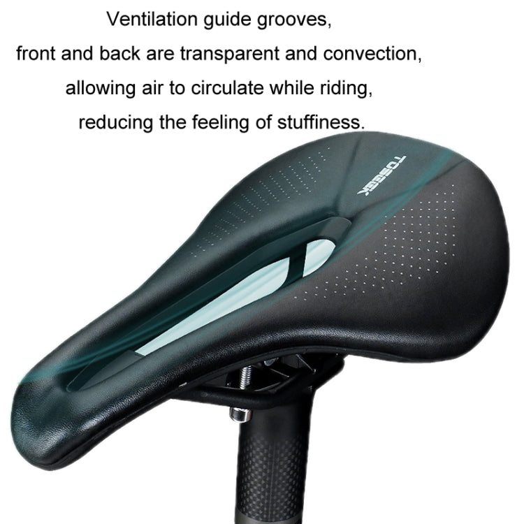 TOSEEK Bicycle Wide Seat Cushion Shock Absorption Comfortable Saddle, Color: Black by TOSEEK