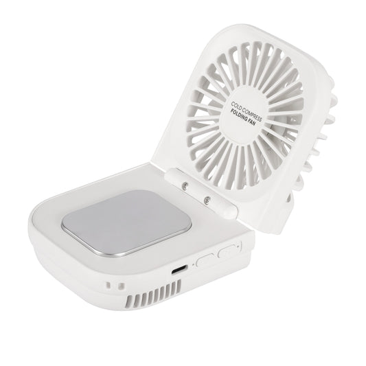 USB Charging Folding Outdoor Handheld Mini Cold Compress Fan Desktop Cooling Fan(White) by buy2fix