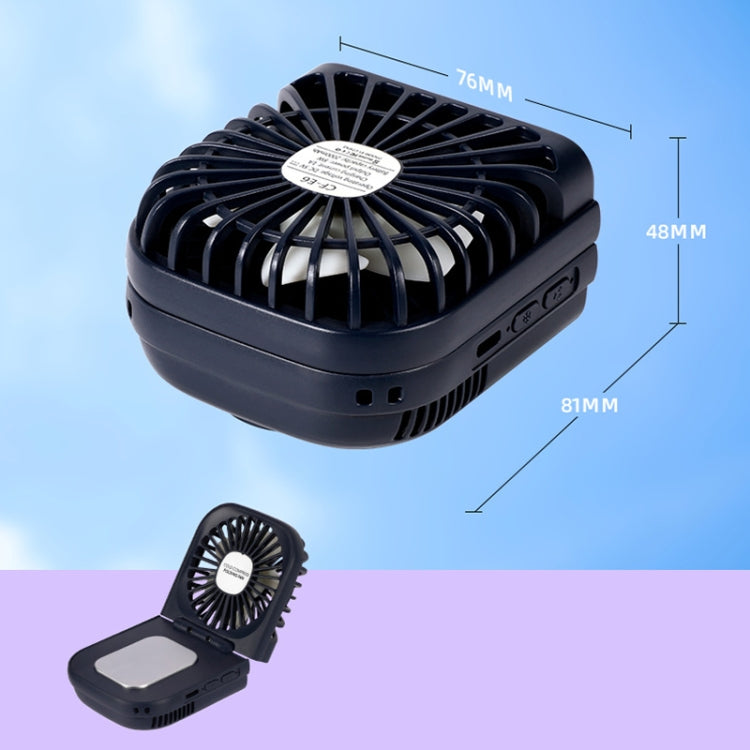 USB Charging Folding Outdoor Handheld Mini Cold Compress Fan Desktop Cooling Fan(Navy Blue) by buy2fix