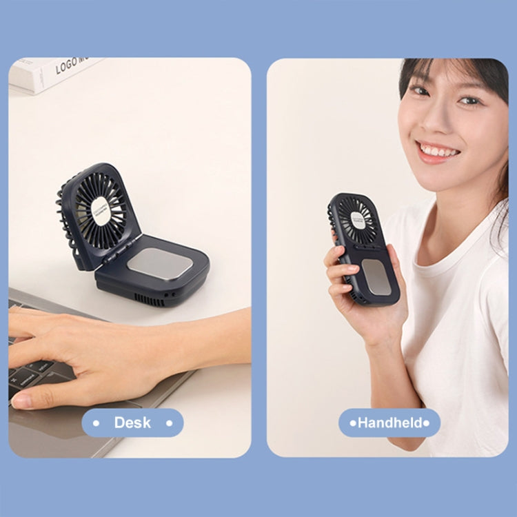 USB Charging Folding Outdoor Handheld Mini Cold Compress Fan Desktop Cooling Fan(Navy Blue) by buy2fix