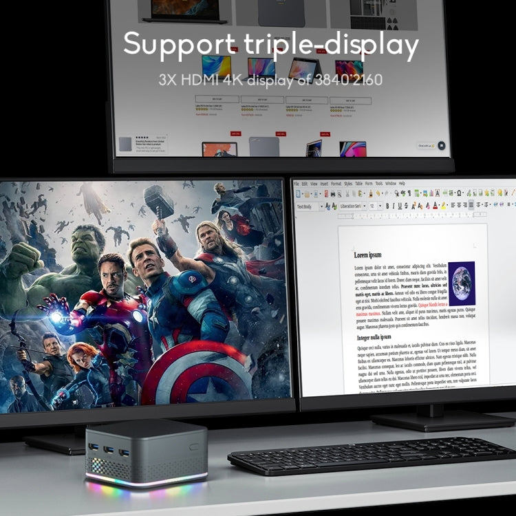 T9 Plus N100 DDR5 16G+256G EU Plug 12th Alder Lake Dual Gigabit LAN+3 HDMI 4K HD Pocket Mini PC by buy2fix