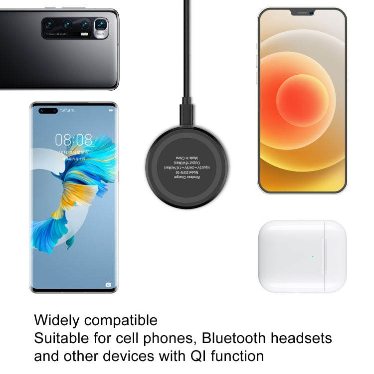 DSW-36B Mobile Phone Wireless Charger Mini 15W Fast Charging Type-C Round QI by buy2fix