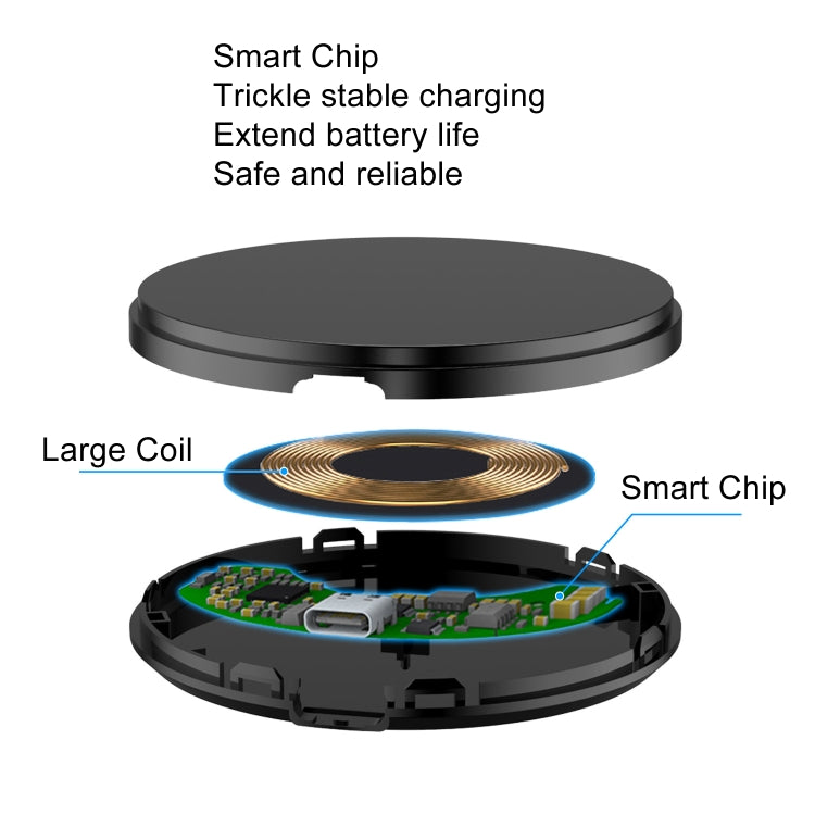 DSW-36B Mobile Phone Wireless Charger Mini 15W Fast Charging Type-C Round QI by buy2fix