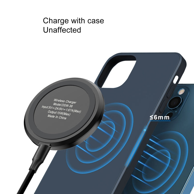 DSW-36B Mobile Phone Wireless Charger Mini 15W Fast Charging Type-C Round QI by buy2fix