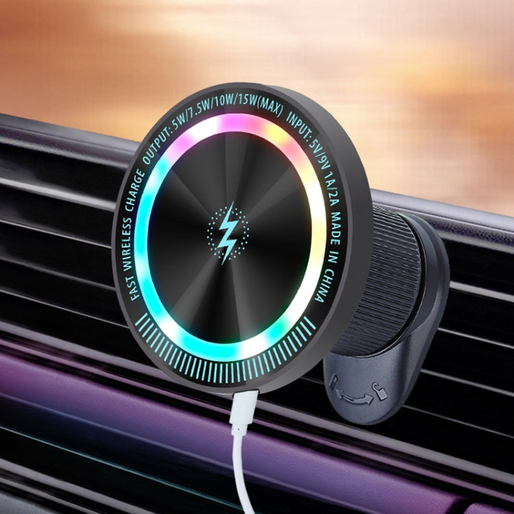 Magsafe 15W Magnetic Colorful Light Wireless Charging Mobile Phone Holder, Color: A9 Air Outlet Dark Gray by buy2fix