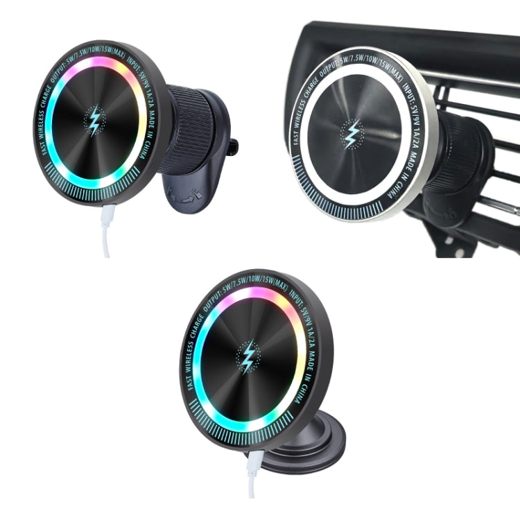 Magsafe 15W Magnetic Colorful Light Wireless Charging Mobile Phone Holder, Color: A9 Adhesive Dark Gray by buy2fix