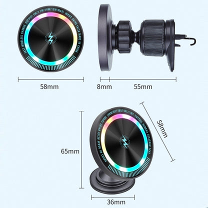 Magsafe 15W Magnetic Colorful Light Wireless Charging Mobile Phone Holder, Color: A9 Air Outlet Dark Gray by buy2fix