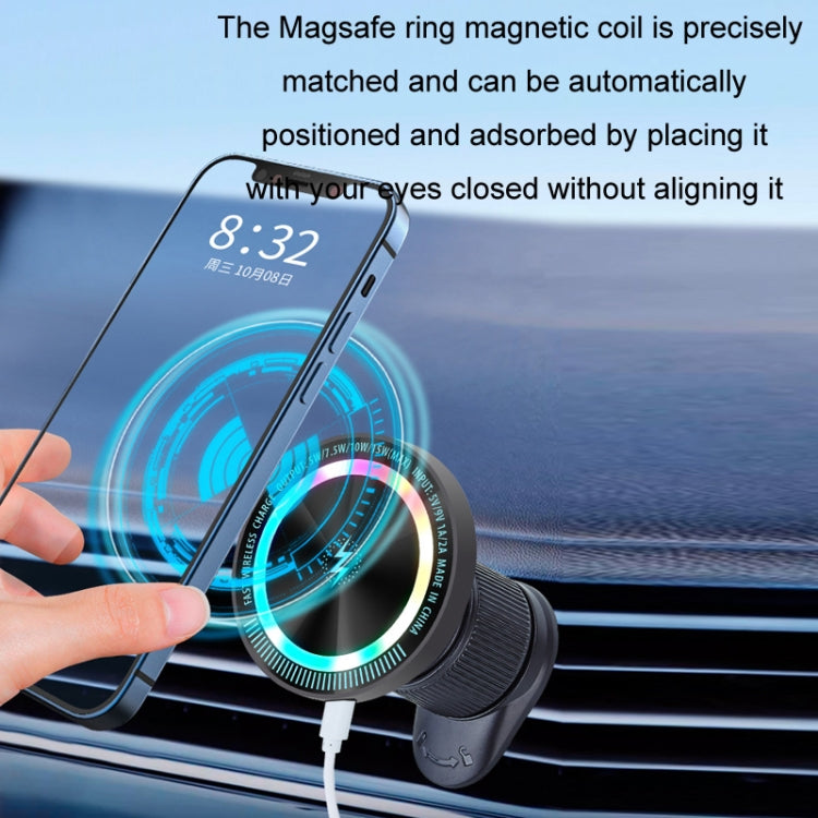 Magsafe 15W Magnetic Colorful Light Wireless Charging Mobile Phone Holder, Color: A9 Adhesive Dark Gray by buy2fix