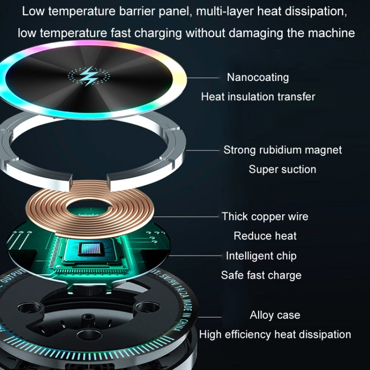 Magsafe 15W Magnetic Colorful Light Wireless Charging Mobile Phone Holder, Color: A9 Adhesive Dark Gray by buy2fix