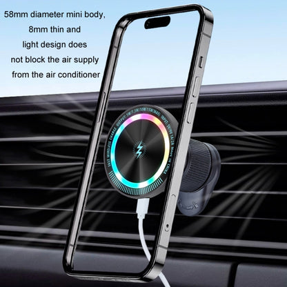 Magsafe 15W Magnetic Colorful Light Wireless Charging Mobile Phone Holder, Color: A9 Air Outlet Dark Gray by buy2fix