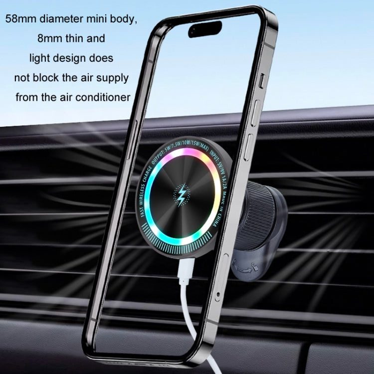 Magsafe 15W Magnetic Colorful Light Wireless Charging Mobile Phone Holder, Color: A9 Adhesive Dark Gray by buy2fix
