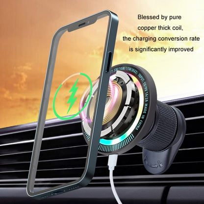Magsafe 15W Magnetic Colorful Light Wireless Charging Mobile Phone Holder, Color: A9 Air Outlet Dark Gray by buy2fix